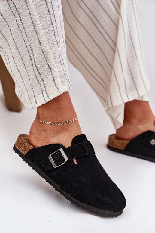 zomšinės šlepetės   su sagtimis Big Star RR274A384 Juodos spalvos