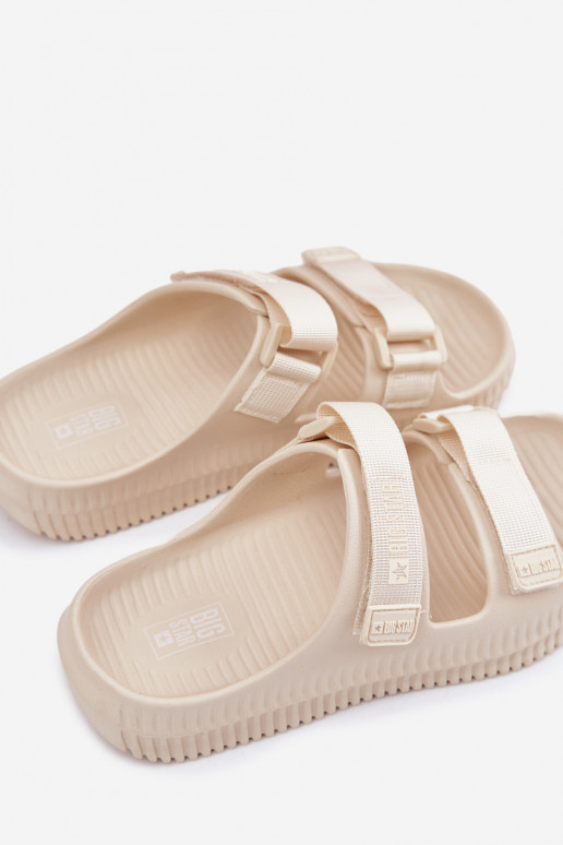  Moteriškos šlepetės Z su limpančiu užsegimuami Big Star RR274A529 smėlio spalvos