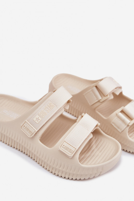  Moteriškos šlepetės Z su limpančiu užsegimuami Big Star RR274A529 smėlio spalvos