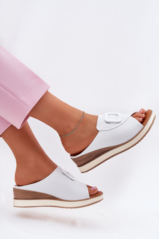 Šlepetės su platforma Artiker 56C2144 baltos spalvos