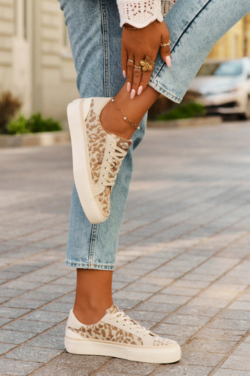 Laisvalaikio bateliai su leopardo kailio raštais Lee Cooper LCW-25-02-3330L smėlio spalvos 2