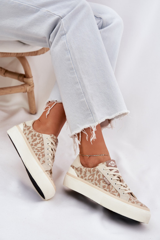Laisvalaikio bateliai su leopardo kailio raštais Lee Cooper LCW-25-02-3330L smėlio spalvos  Laisvalaikio bateliai su leopardo kailio raštais Lee Cooper LCW-25-02-3330L smėlio spalvos