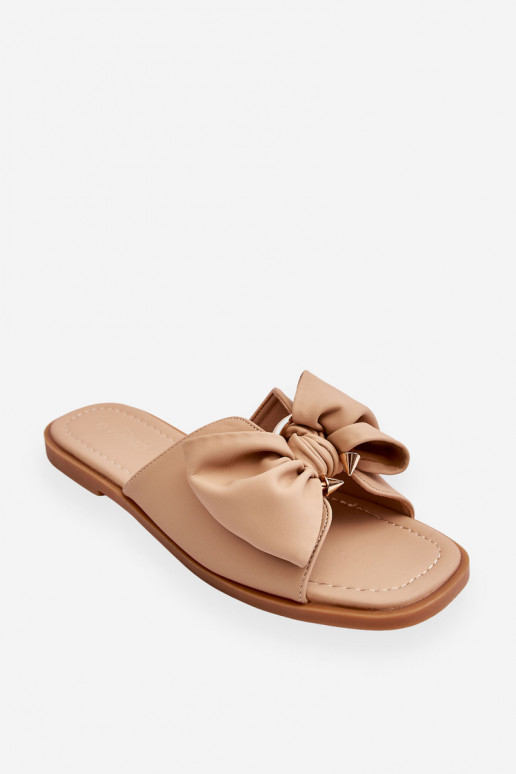  Šlepetės su kaspinais smėlio spalvos Becky