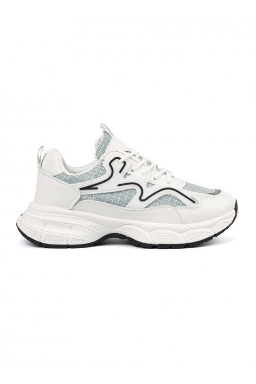 Baltos žalios spalvos  modelio batai z ozdobnymi wstawkami