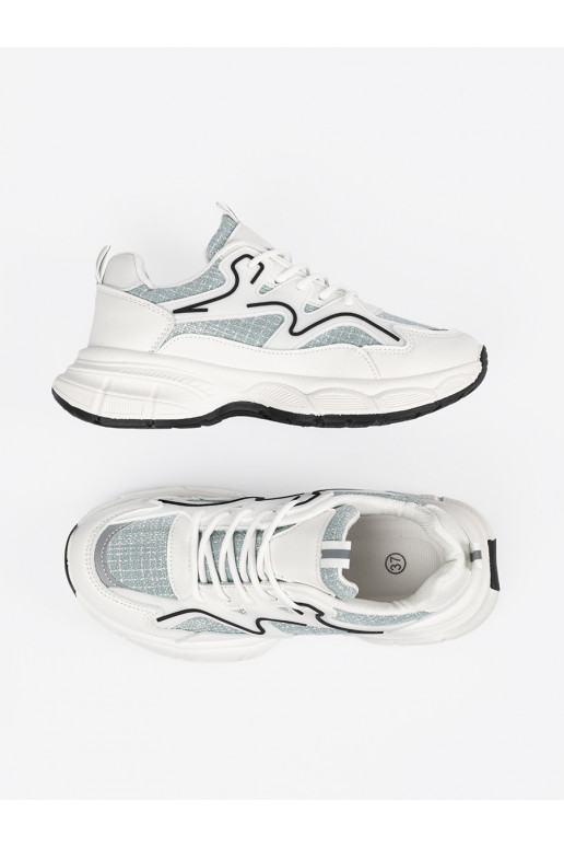 Baltos žalios spalvos  modelio batai z ozdobnymi wstawkami