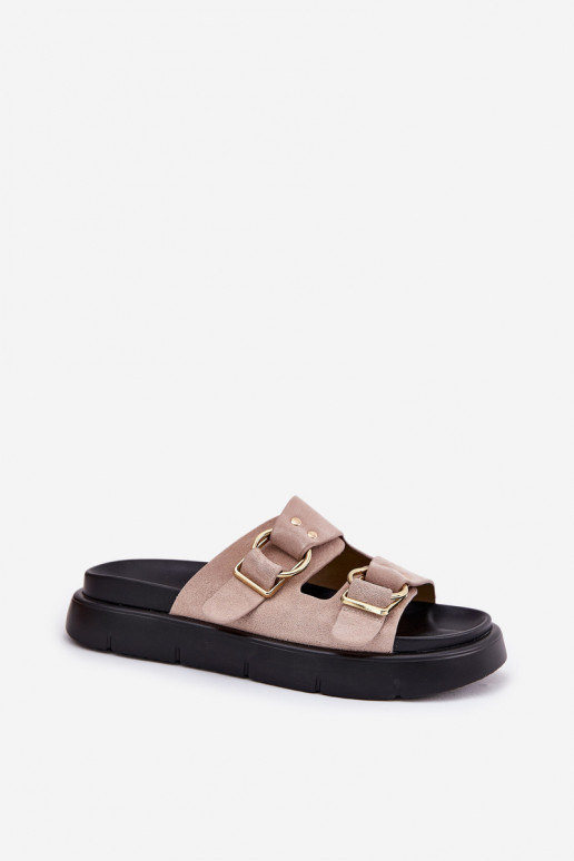 Moteriškos zomšinės šlepetės  su sagtimismi Big Star RR274659 Šviesaus rausvo atspalvio