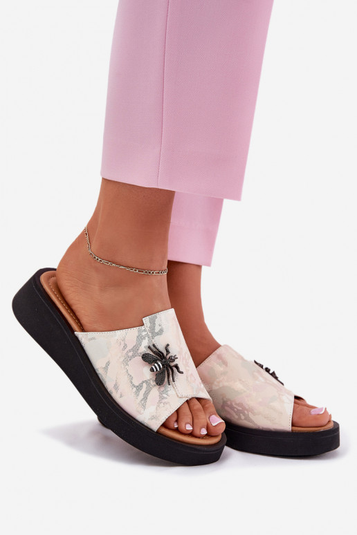 Šlepetės  Z Broszką Vinceza 66752 smėlio spalvos