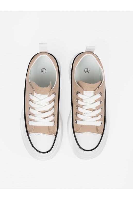 Smėlio spalvos sportiniai bateliai su platforma