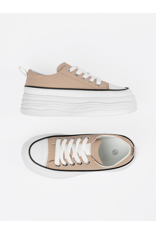 Smėlio spalvos sportiniai bateliai su platforma