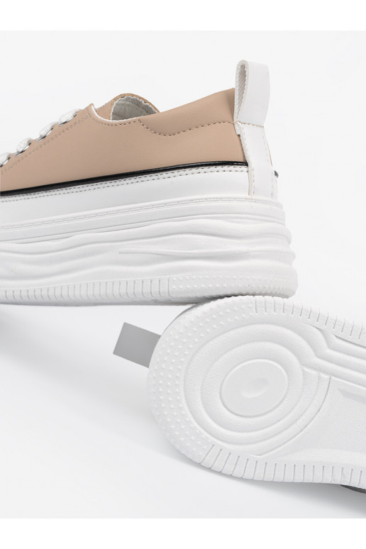 Smėlio spalvos sportiniai bateliai su platforma