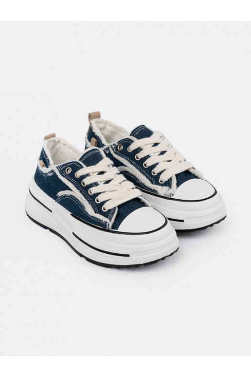 tamsiai mėlynos spalvos Moteriški batai z baltos spalvosmi wstawkami