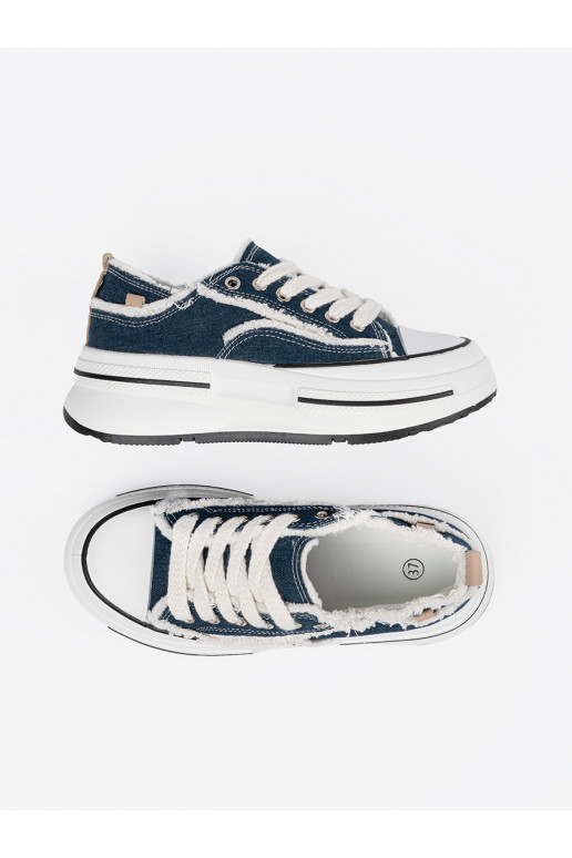 tamsiai mėlynos spalvos Moteriški batai z baltos spalvosmi wstawkami