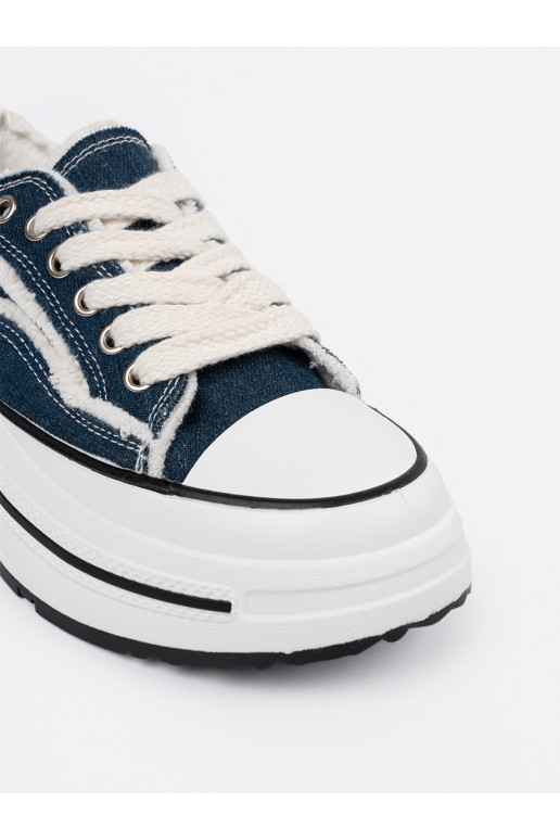 tamsiai mėlynos spalvos Moteriški batai z baltos spalvosmi wstawkami