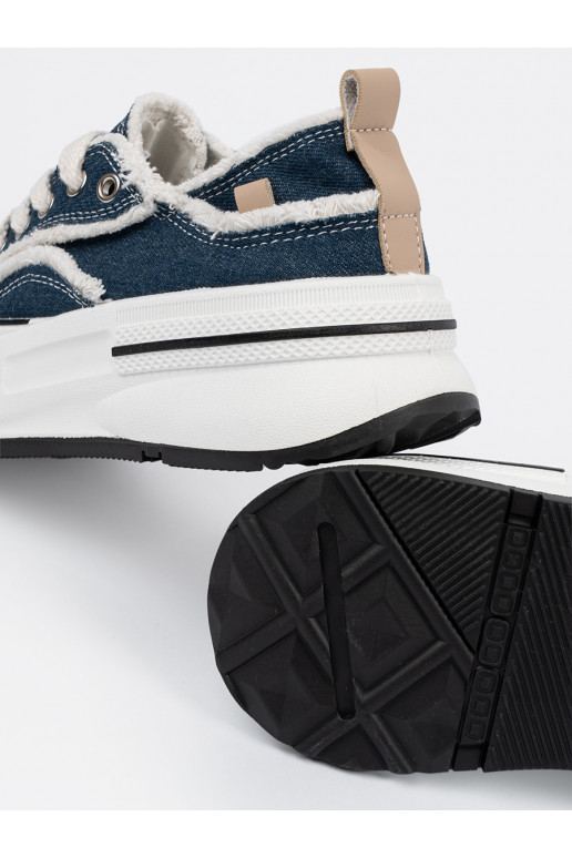 tamsiai mėlynos spalvos Moteriški batai z baltos spalvosmi wstawkami