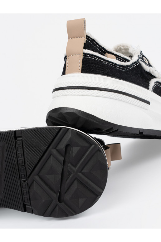 Juodos spalvos klasikinio modelio moteriški sportbačiai z bialymi wstawkami