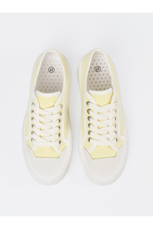 geltonos spalvos batai su raištukais su masyviu kulnu geltonos spalvos batai su raištukais su masyviu kulnu