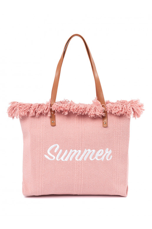 rožinė rankinė plażowa