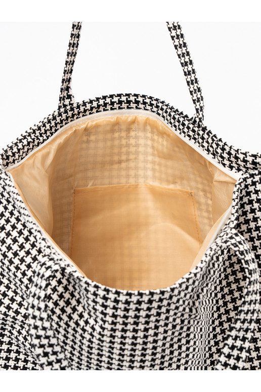 Rankinė/krepšys plażowa juodos-białą kratkę