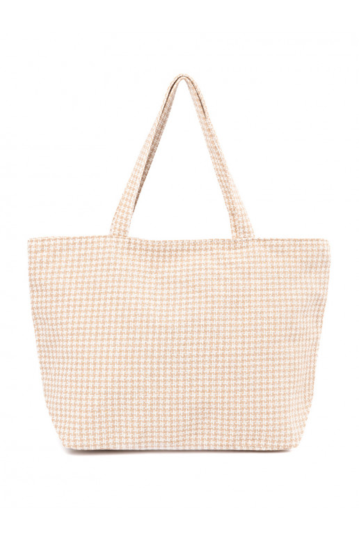 Rankinė/krepšys plażowa smėlio spalvos-białą kratkę