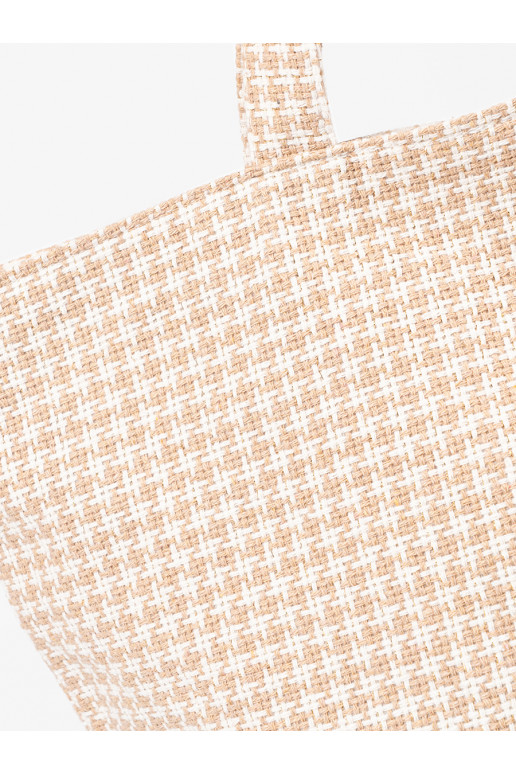 Rankinė/krepšys plażowa smėlio spalvos-białą kratkę