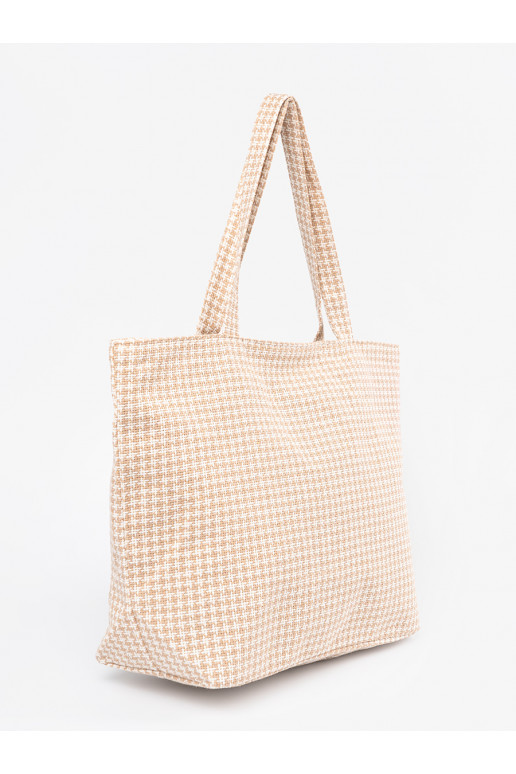 Rankinė/krepšys plażowa smėlio spalvos-białą kratkę