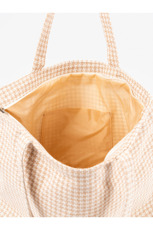 Rankinė/krepšys plażowa smėlio spalvos-białą kratkę