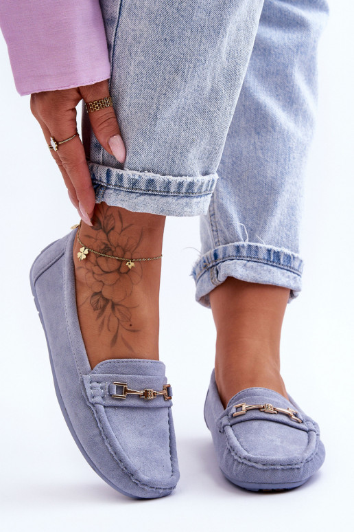  Klasikiniai zomšiniai mokasinai mėlynos spalvos Corinell