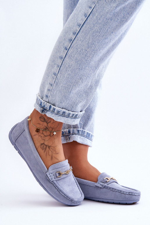  Klasikiniai zomšiniai mokasinai mėlynos spalvos Corinell