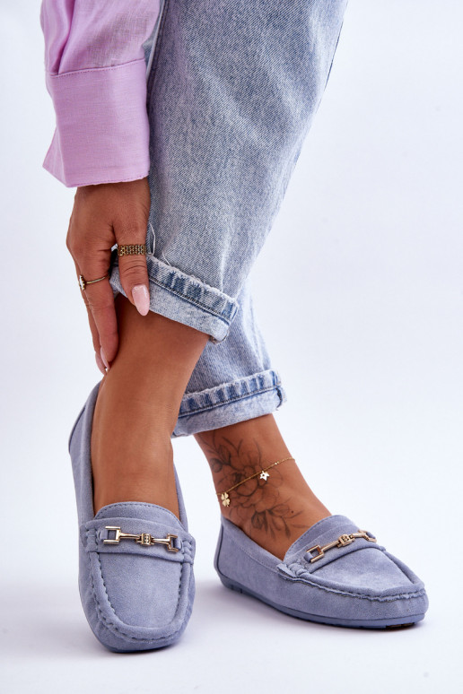  Klasikiniai zomšiniai mokasinai mėlynos spalvos Corinell