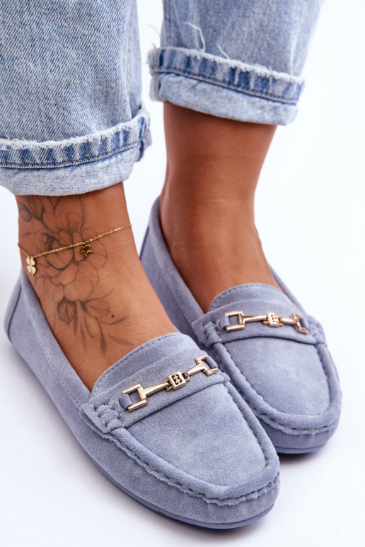  Klasikiniai zomšiniai mokasinai mėlynos spalvos Corinell