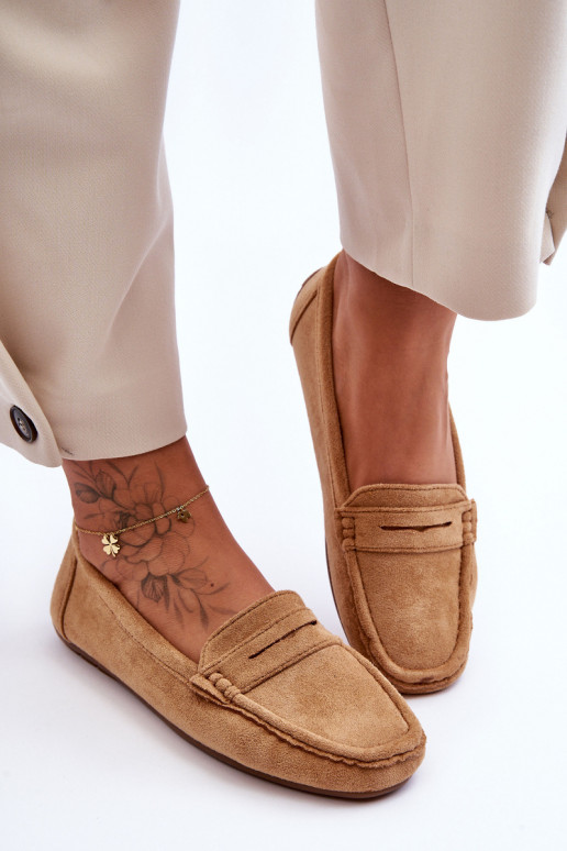 Elegantiški zomšiniai mokasinai rudos spalvos Lenvie