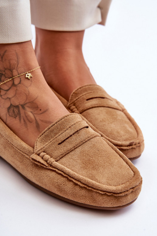 Elegantiški zomšiniai mokasinai rudos spalvos Lenvie