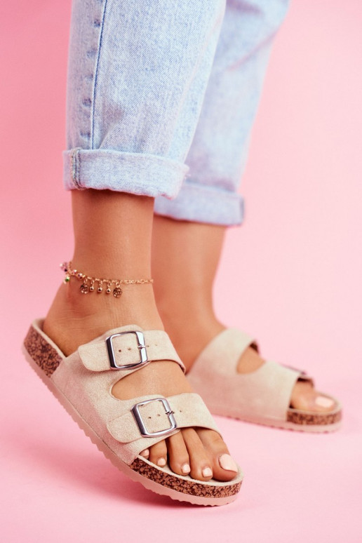  Šlepetės  su sagtimis smėlio spalvos Si Senor