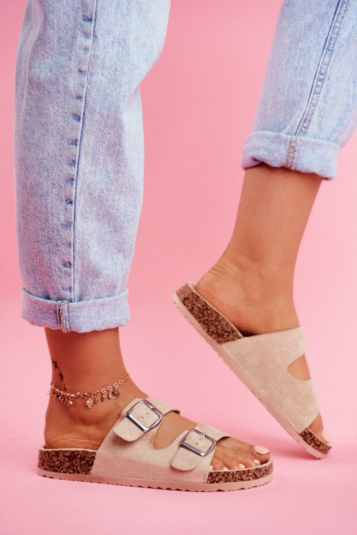  Šlepetės  su sagtimis smėlio spalvos Si Senor