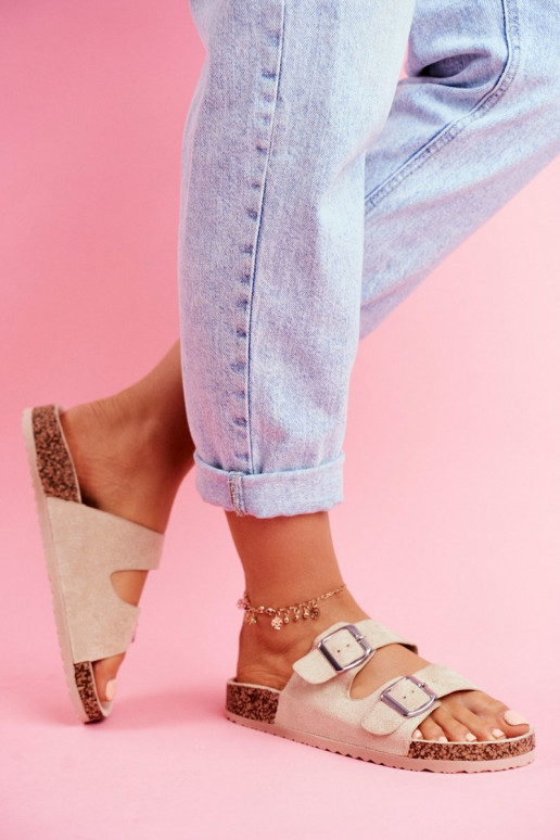  Šlepetės  su sagtimis smėlio spalvos Si Senor