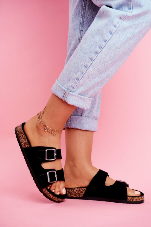  Šlepetės  su sagtimis Juodos spalvos Si Senor