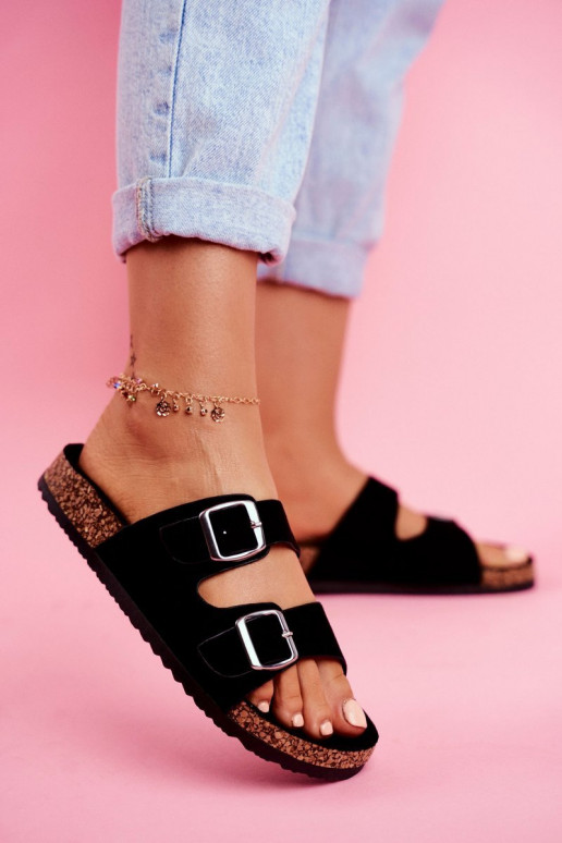  Šlepetės  su sagtimis Juodos spalvos Si Senor