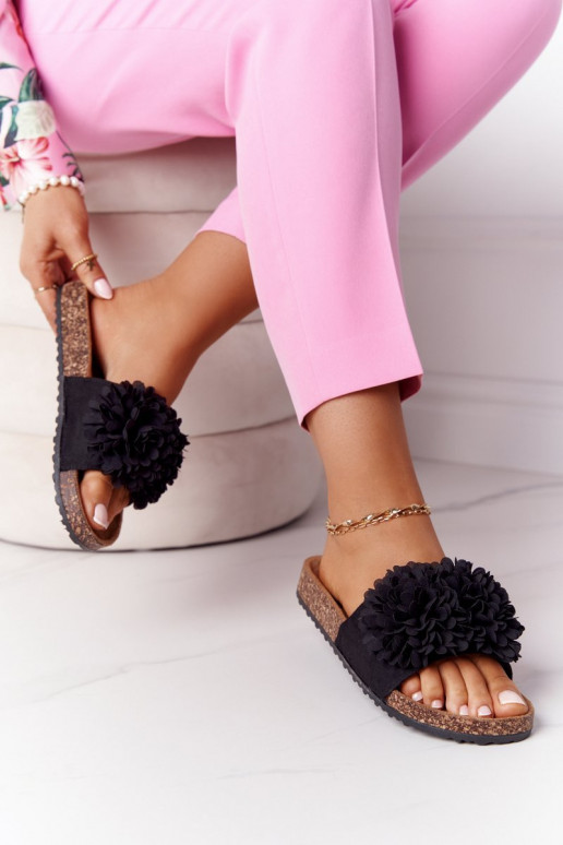 Šlepetės  Juodos spalvos Flowerbomb