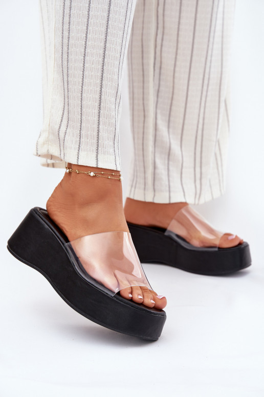 Moteriškos šlepetės Z Transparentnym em  Juodos spalvos Meltiana