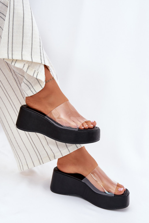 Moteriškos šlepetės Z Transparentnym em  Juodos spalvos Meltiana