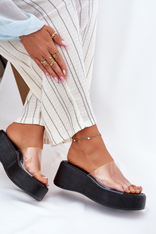 Moteriškos šlepetės Z Transparentnym em  Juodos spalvos Meltiana