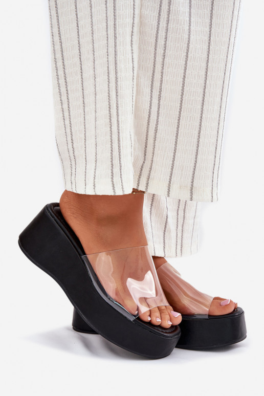 Moteriškos šlepetės Z Transparentnym em  Juodos spalvos Meltiana