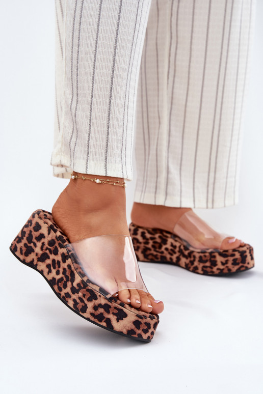 Moteriškos šlepetės Z Transparentnym em  su leopardo kailio raštais Meltiana