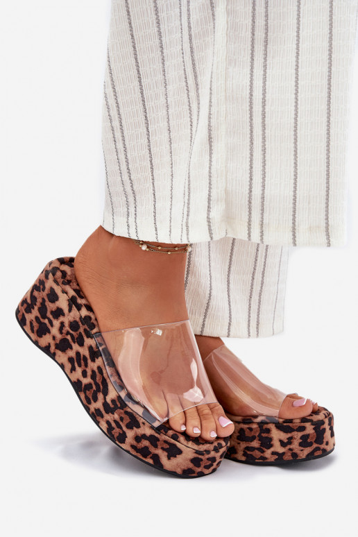 Moteriškos šlepetės Z Transparentnym em  su leopardo kailio raštais Meltiana