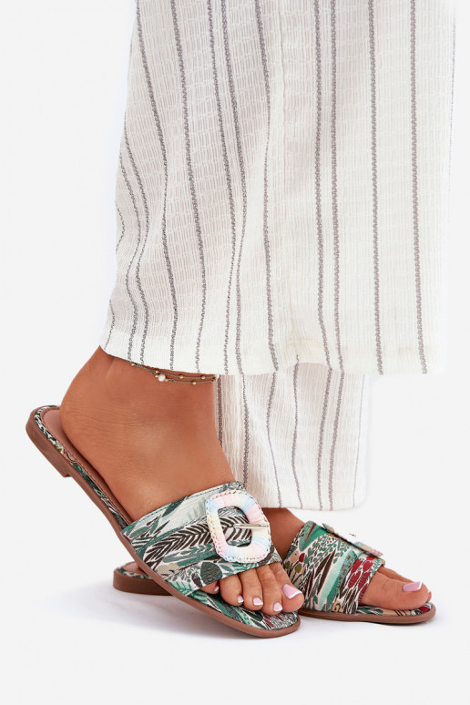 lygiapadžiai Moteriškos šlepetės dekoruoti su sagtimis įvairių spalvų Clariola