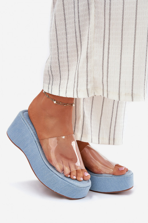 Moteriškos šlepetės Z Transparentnym em  Džinso medžiagos Meltiana