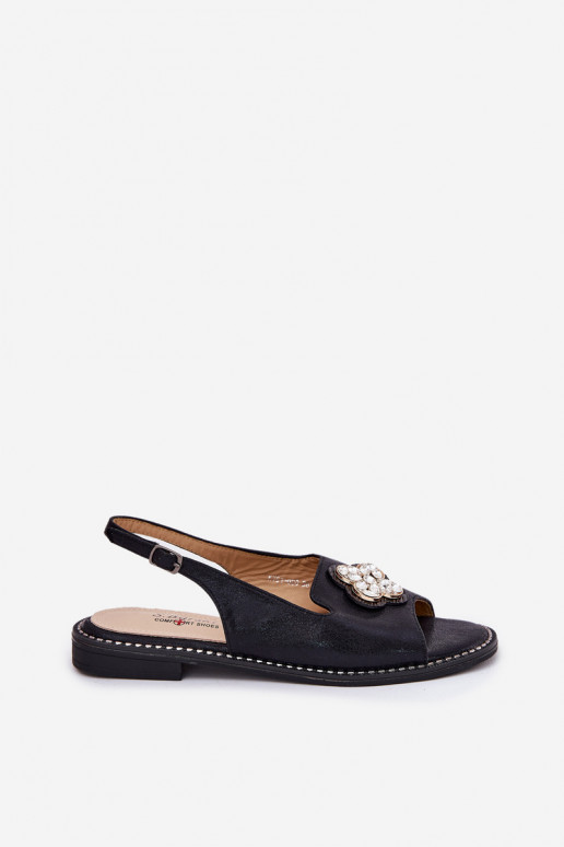 Moteriškos basutės su plačiais kulniukais  Detalem S.Barski KV51-080 Juodos spalvos