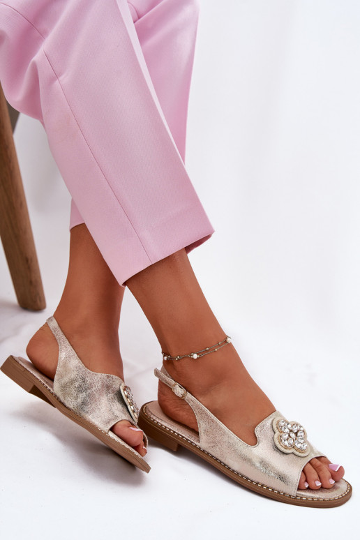 Moteriškos basutės su plačiais kulniukais  Detalem S.Barski KV51-080 aukso spalvos