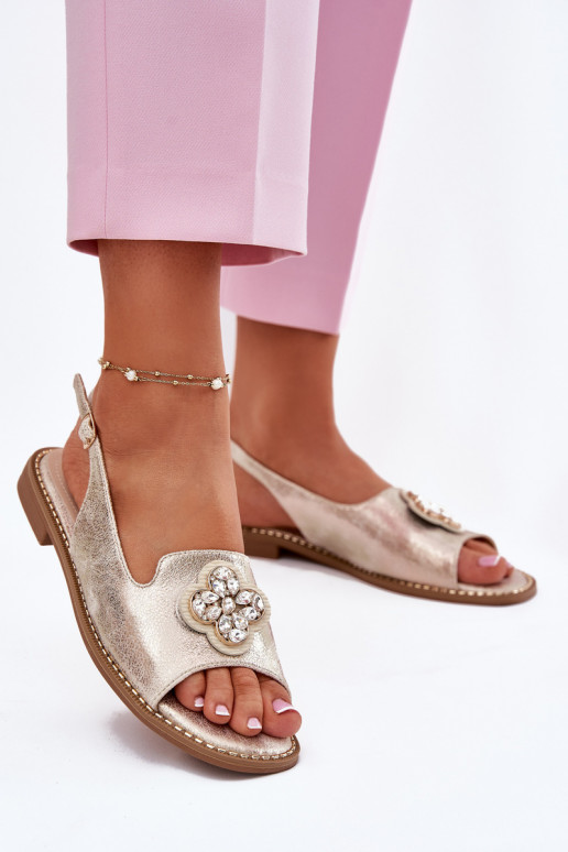 Moteriškos basutės su plačiais kulniukais  Detalem S.Barski KV51-080 aukso spalvos