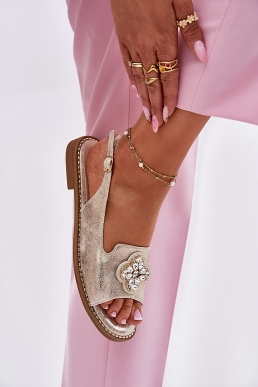 Moteriškos basutės su plačiais kulniukais  Detalem S.Barski KV51-080 aukso spalvos